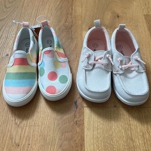 2 pair new girls Cat & Jack slip ons